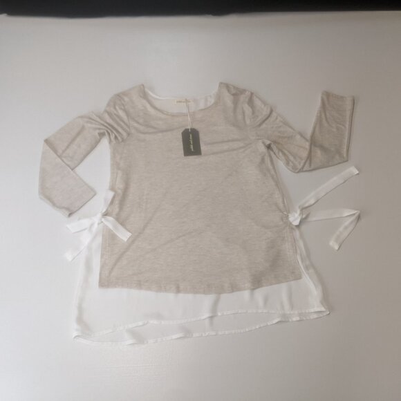 NWT Anthropologie's Pebble and Stone Size Small Tan and White Top - Picture 4 of 11